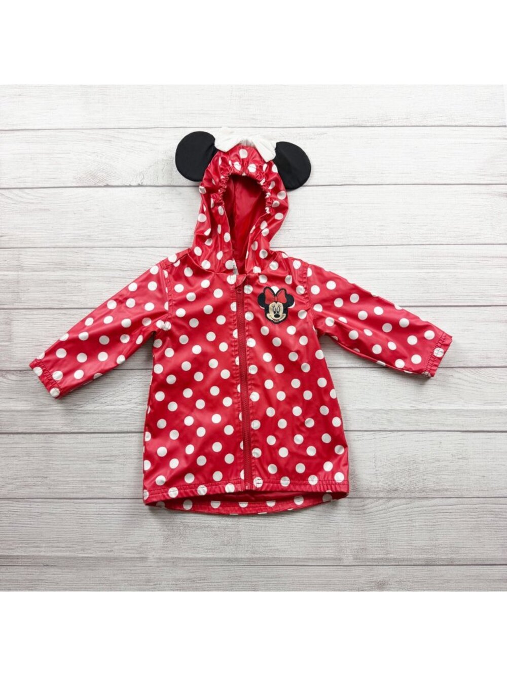 Disney Minnie Mouse Red Polka Dot Raincoat Toddler Girls Waterproof Jacket 2T